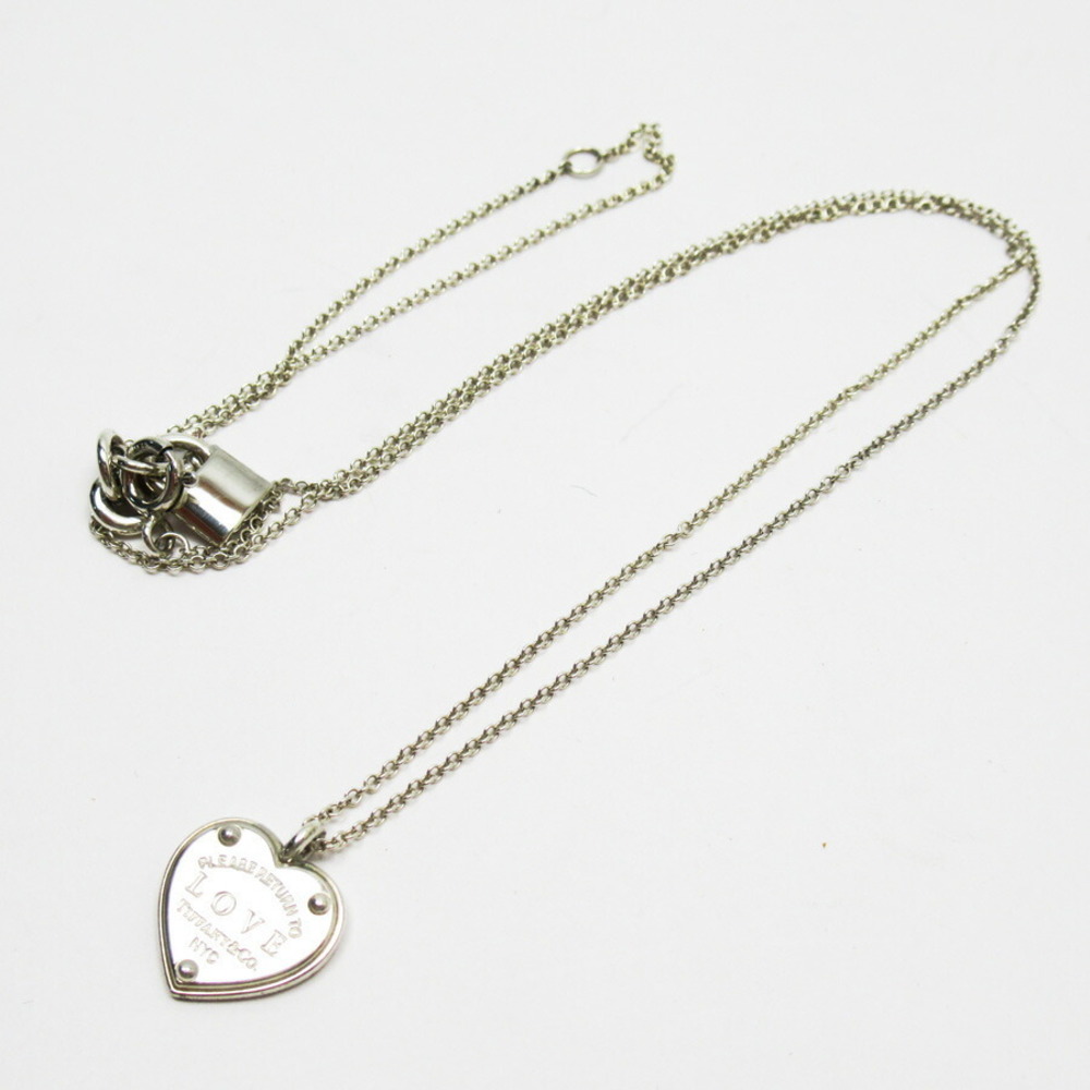 Tiffany Love Heart Tag Key Necklace Silver